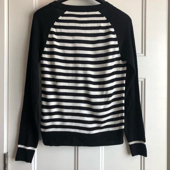 ANN KLEIN stripe cardigan sweater gold zipper - Picture 6 of 6